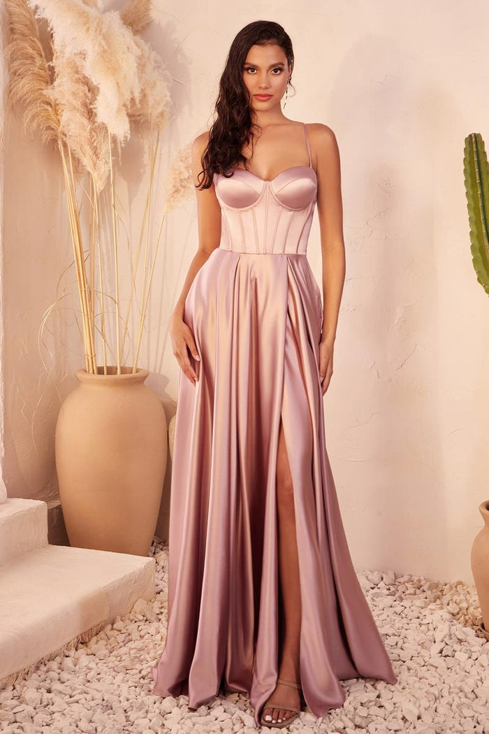 Ladivine Dress CD337 - Plunging Neckline, Long Floral Fit and Flare
