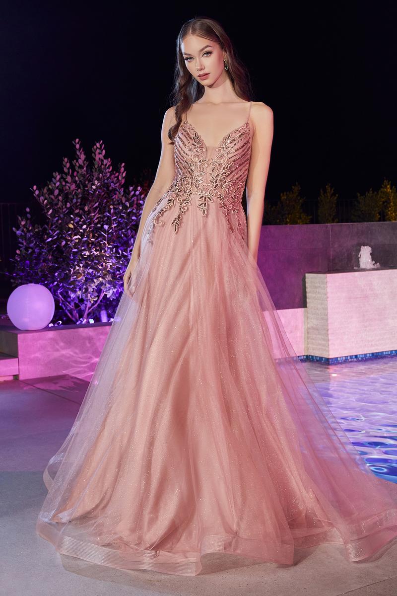 rose gold plunge dress Ladivine Dress CD874