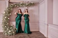 Ladivine Dress CH163 - Plunge Neckline, Long Fit and Flare Silhouette