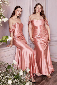 Ladivine Dress CH163 - Plunge Neckline, Long Fit and Flare Silhouette