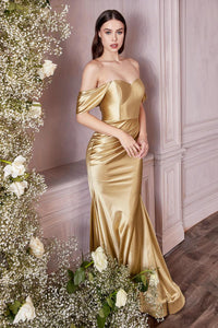 Ladivine Dress CH163 - Plunge Neckline, Long Fit and Flare Silhouette