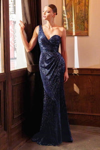 Ladivine CH182 Floral Sheer Bodice Long Dress