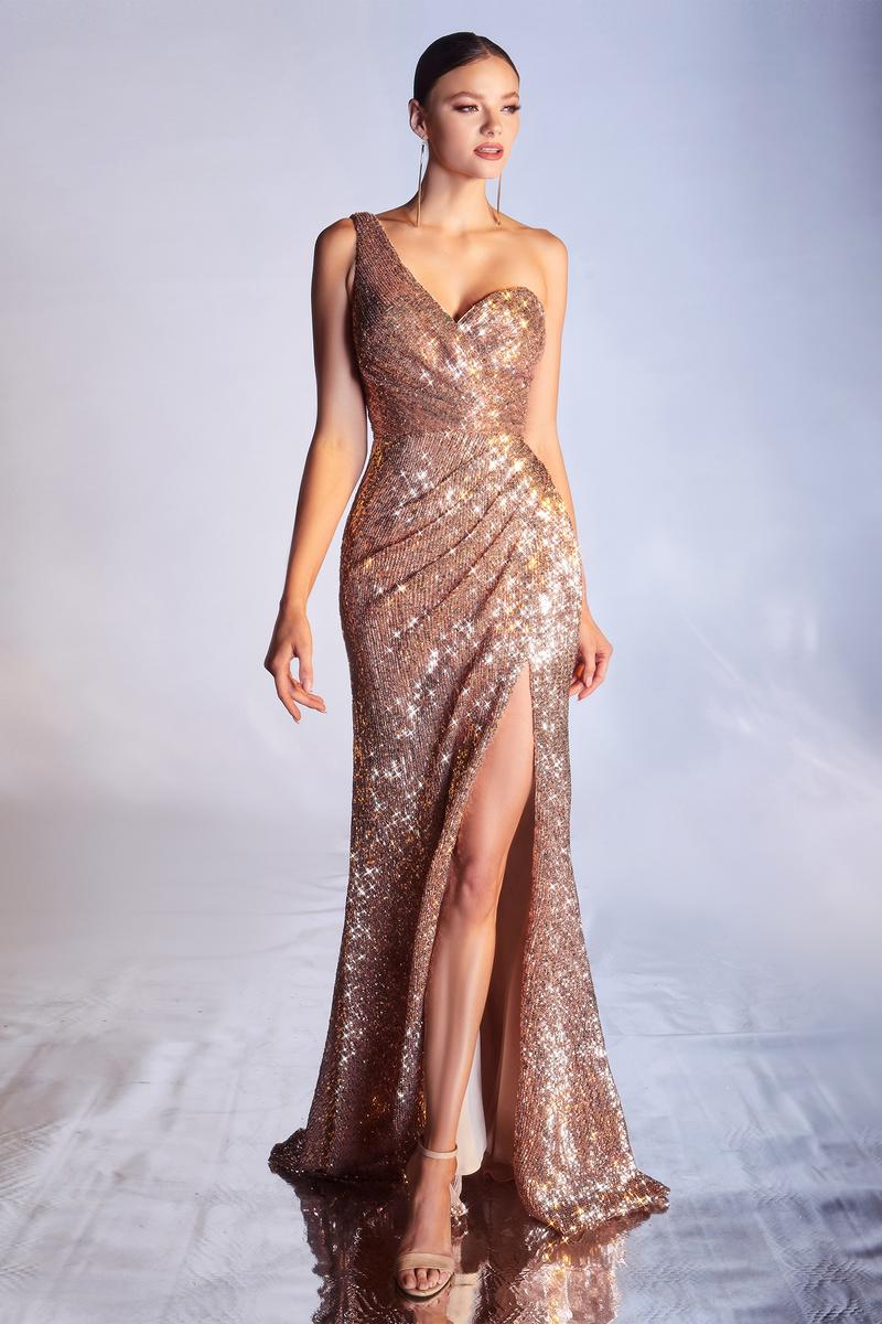 Ladivine CH182 Floral Sheer Bodice Long Dress