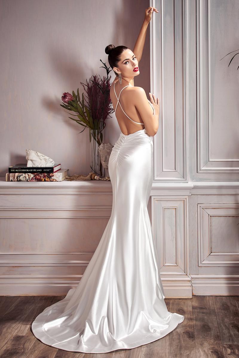 Ladivine Dress CH236 - Plunge Neckline, Long Floral Fit and Flare Gown