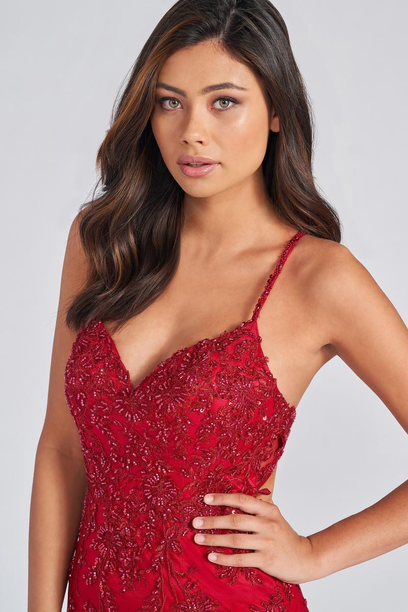 ASHLEYlauren Dress 12240 - V-Neck, Long, Fitted Silhouette