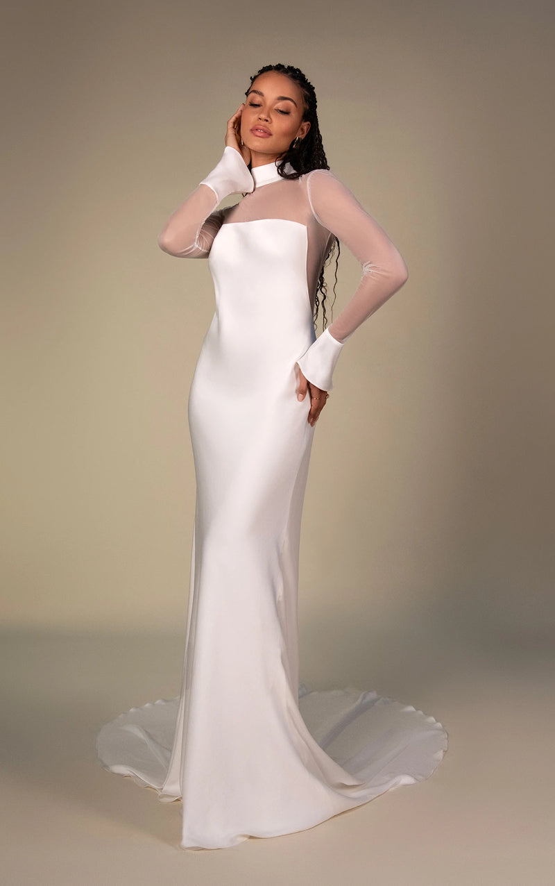 33605 - Sleek Sheath Wedding Dress with Modern Lines