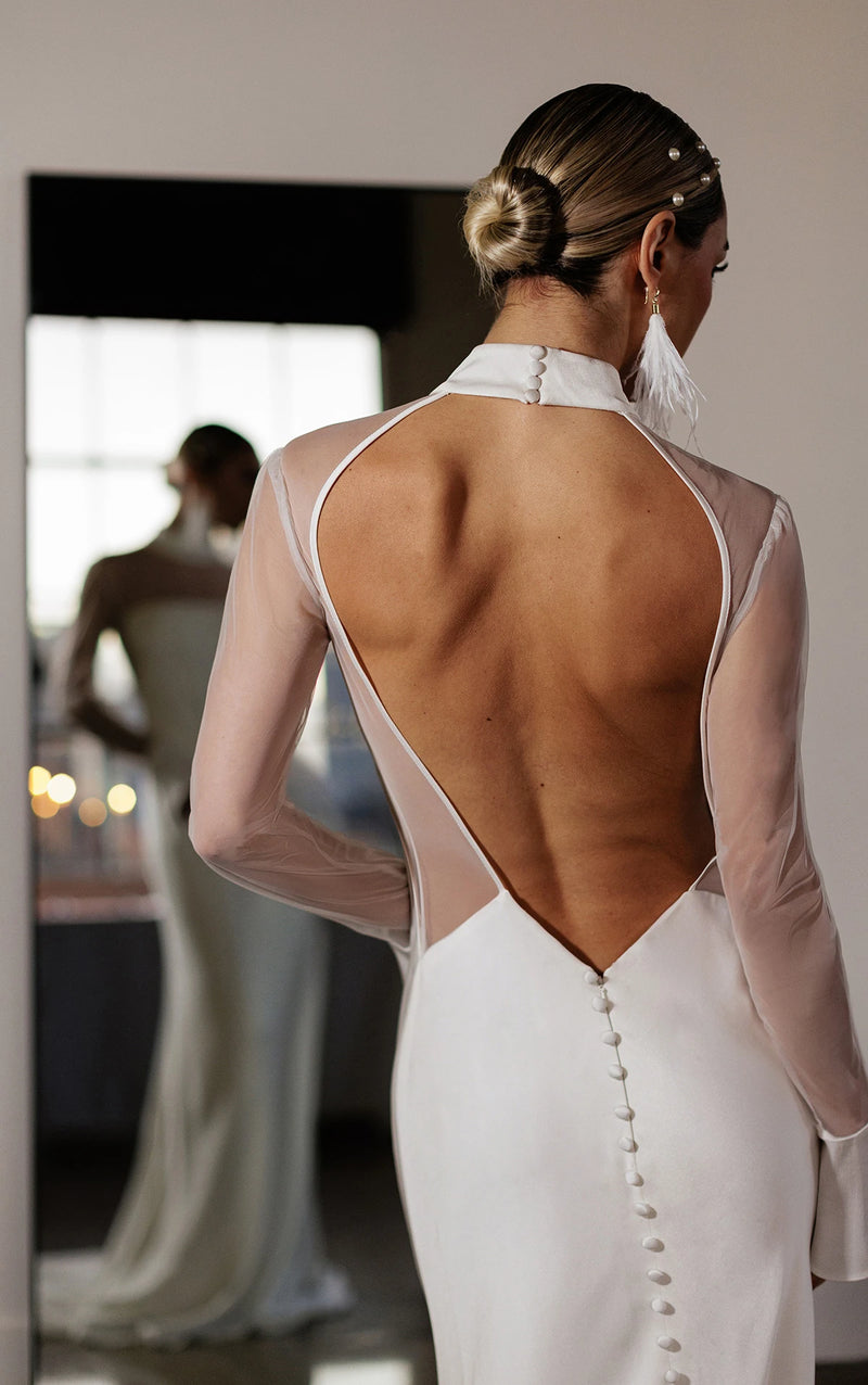 33605 - Sleek Sheath Wedding Dress with Modern Lines