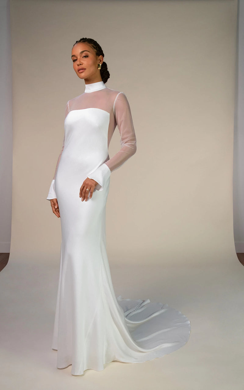 modern sheath wedding dress Morilee Amaris Crepe & Lace Sheath Bridal Gown with Straps