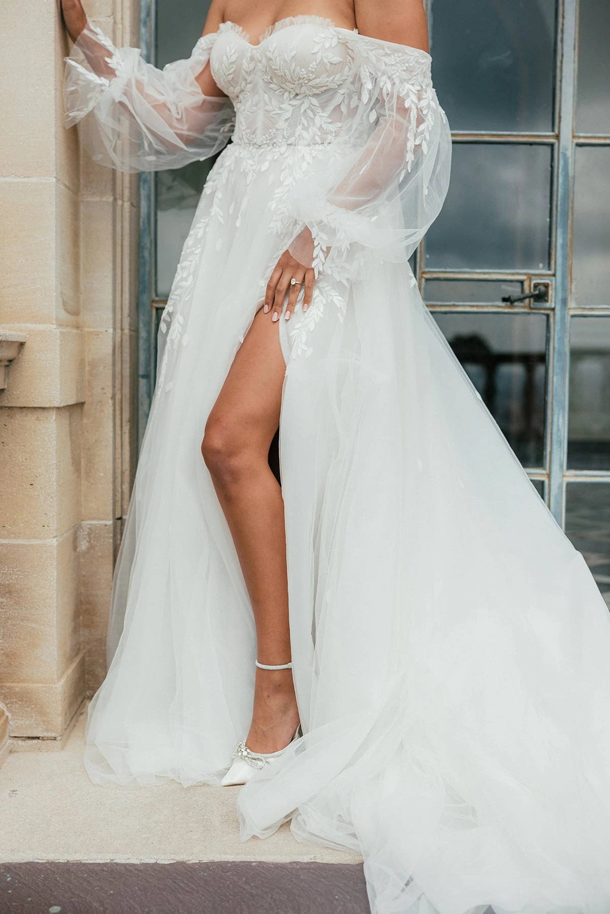 32138 - Soft A-Line Bridal Dress with Lace Detailing normansbridal 32138 - Soft A-Line Bridal Dress with Lace Detailing normansbridal