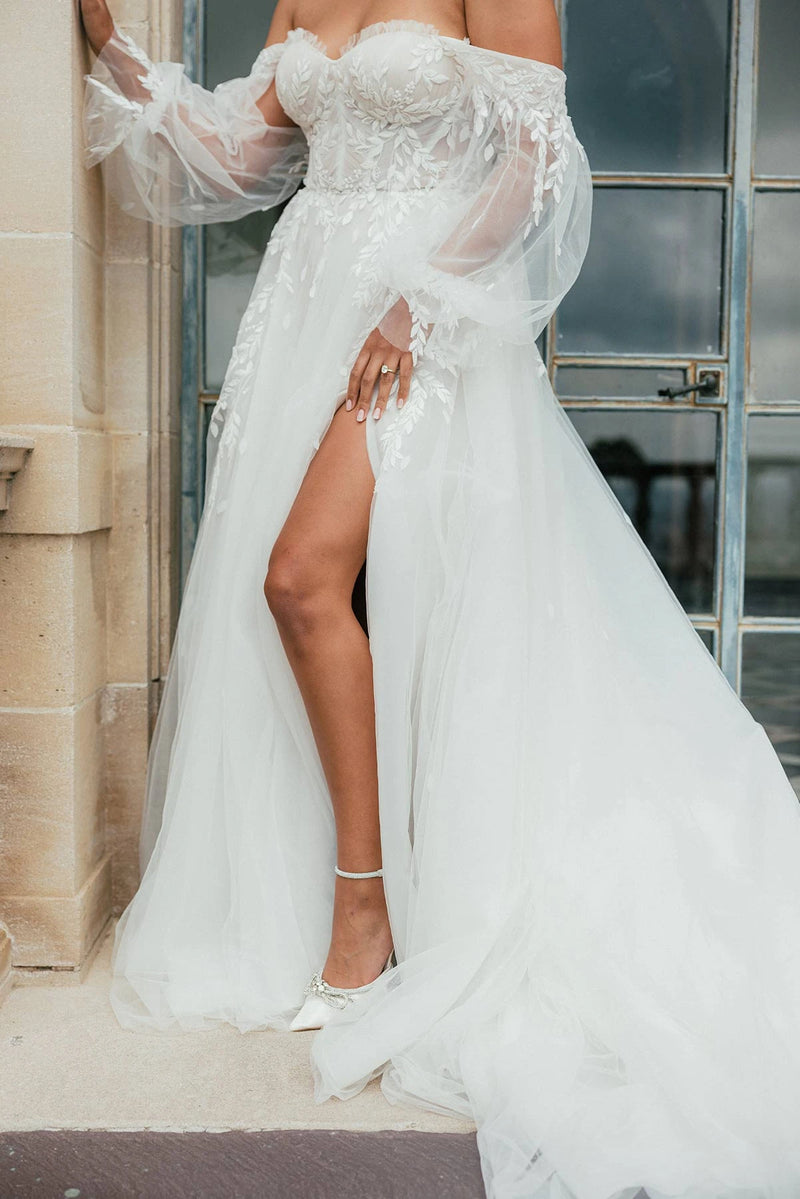 32138 - Soft A-Line Bridal Dress with Lace Detailing normansbridal 32138 - Soft A-Line Bridal Dress with Lace Detailing normansbridal