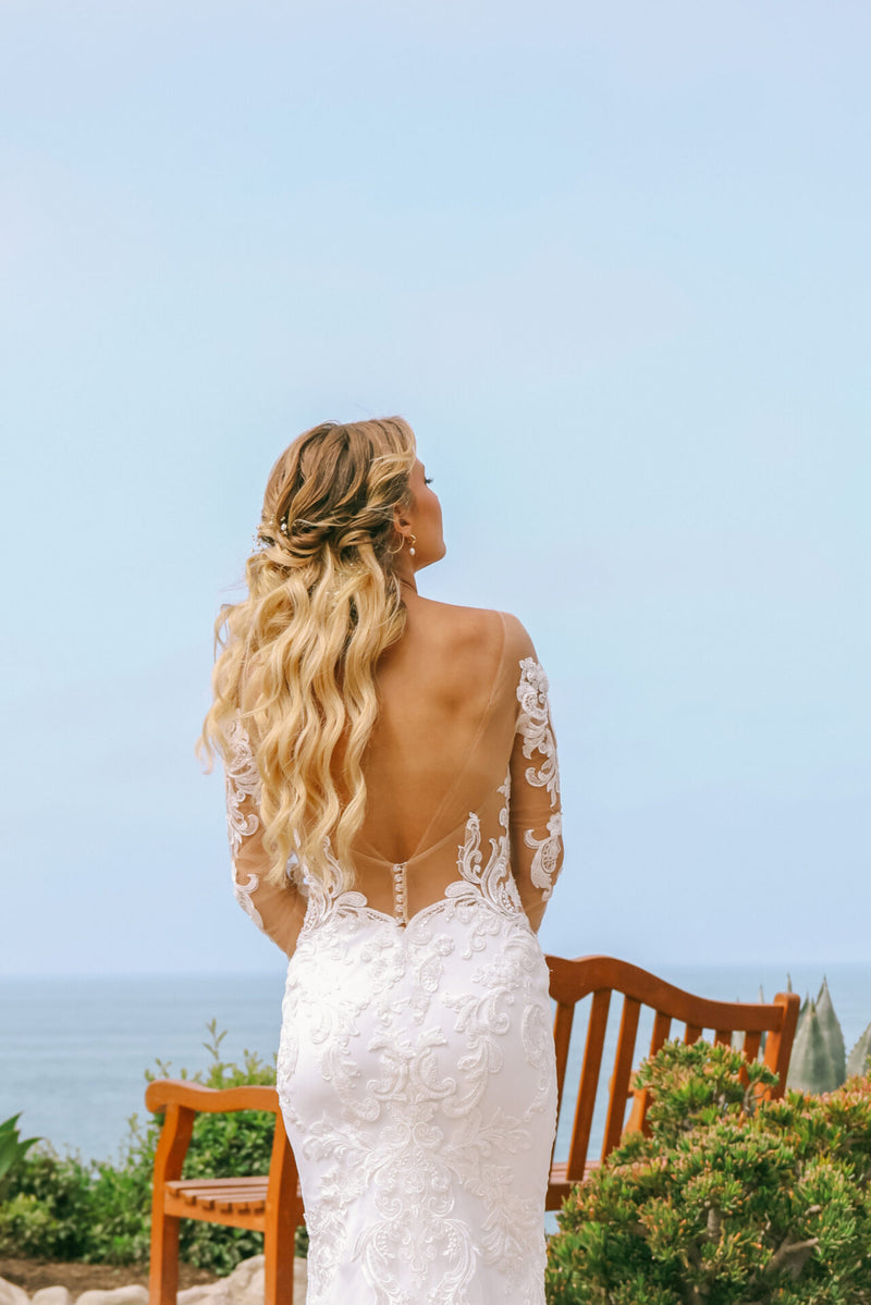32443 - Modern Fit-and-Flare Bridal Gown with Lace Accents normansbridal 32443 - Modern Fit-and-Flare Bridal Gown with Lace Accents normansbridal