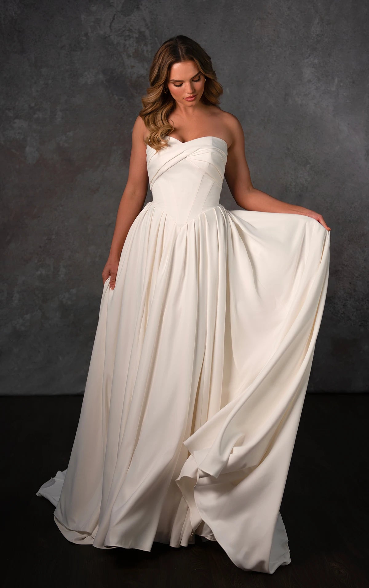 33395 - Soft A-Line Bridal Dress with Lace Detailing