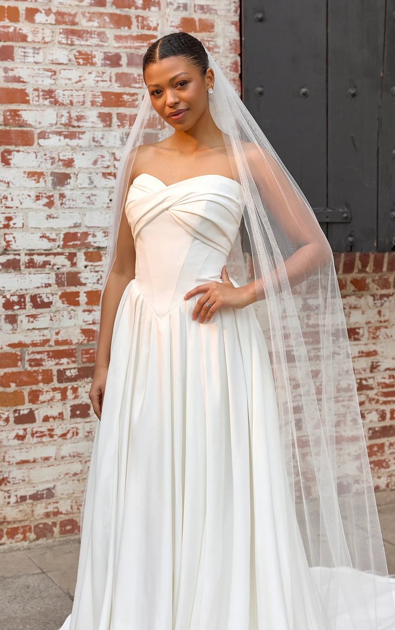 33395 - Soft A-Line Bridal Dress with Lace Detailing