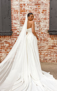 33395 - Soft A-Line Bridal Dress with Lace Detailing