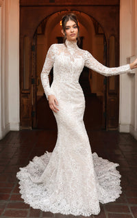 33396 - Chic Fit and Flare Wedding Dress for a Glamorous Look