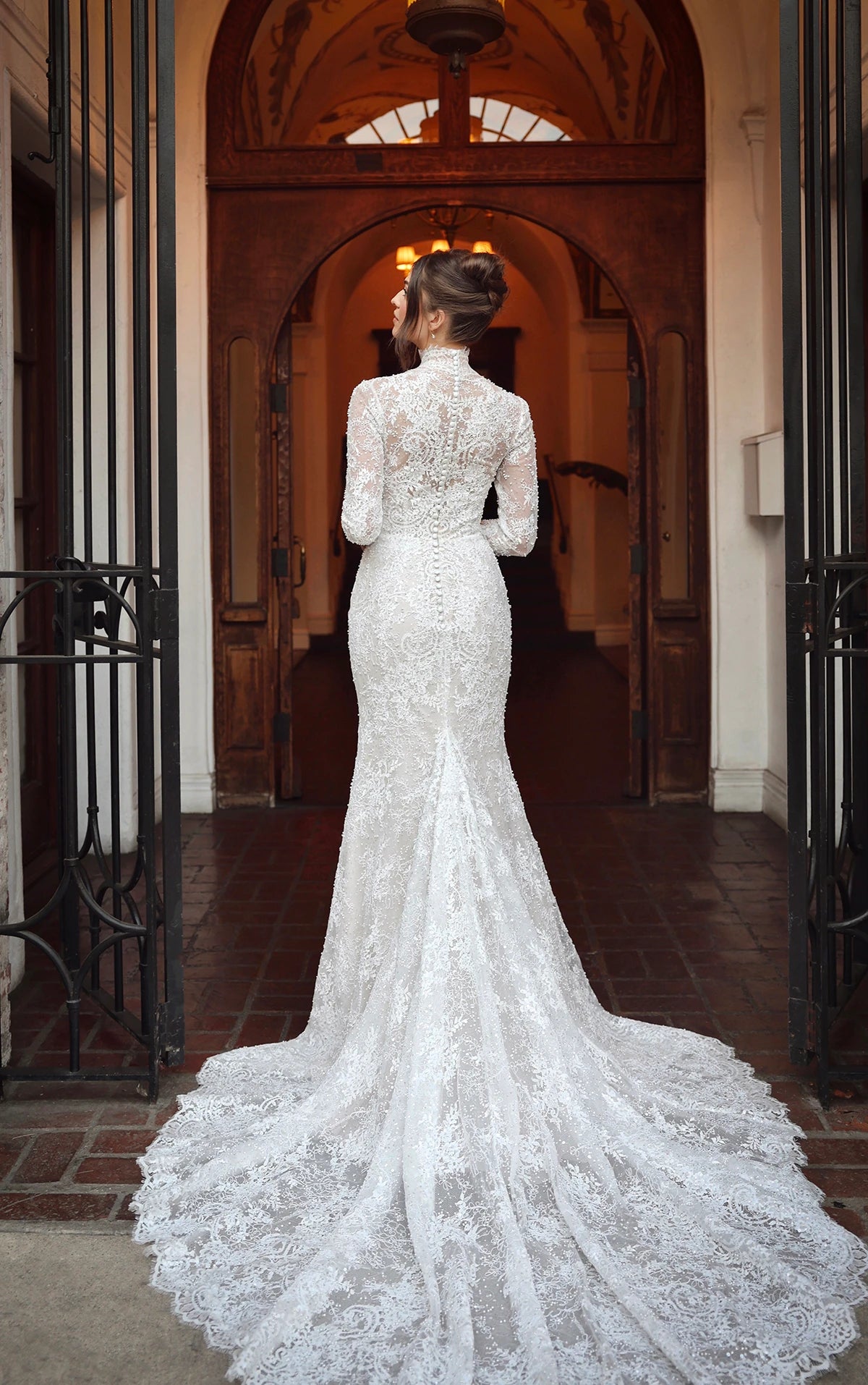 33396 - Chic Fit and Flare Wedding Dress for a Glamorous Look