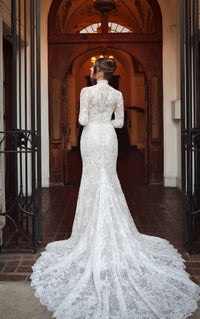 33396 - Chic Fit and Flare Wedding Dress for a Glamorous Look