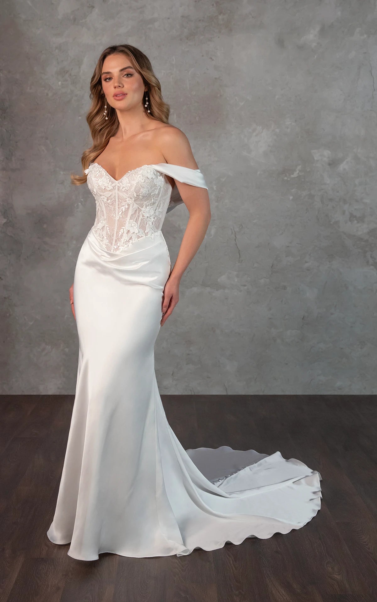 33398 - Elegant Fit & Flare Bridal Dress with Beaded Details
