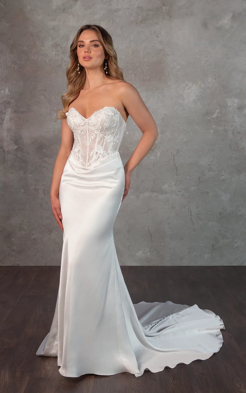 33398 - Elegant Fit & Flare Bridal Dress with Beaded Details