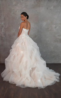 33390 - Modern Ball Gown Wedding Dress with Lace Embellishments