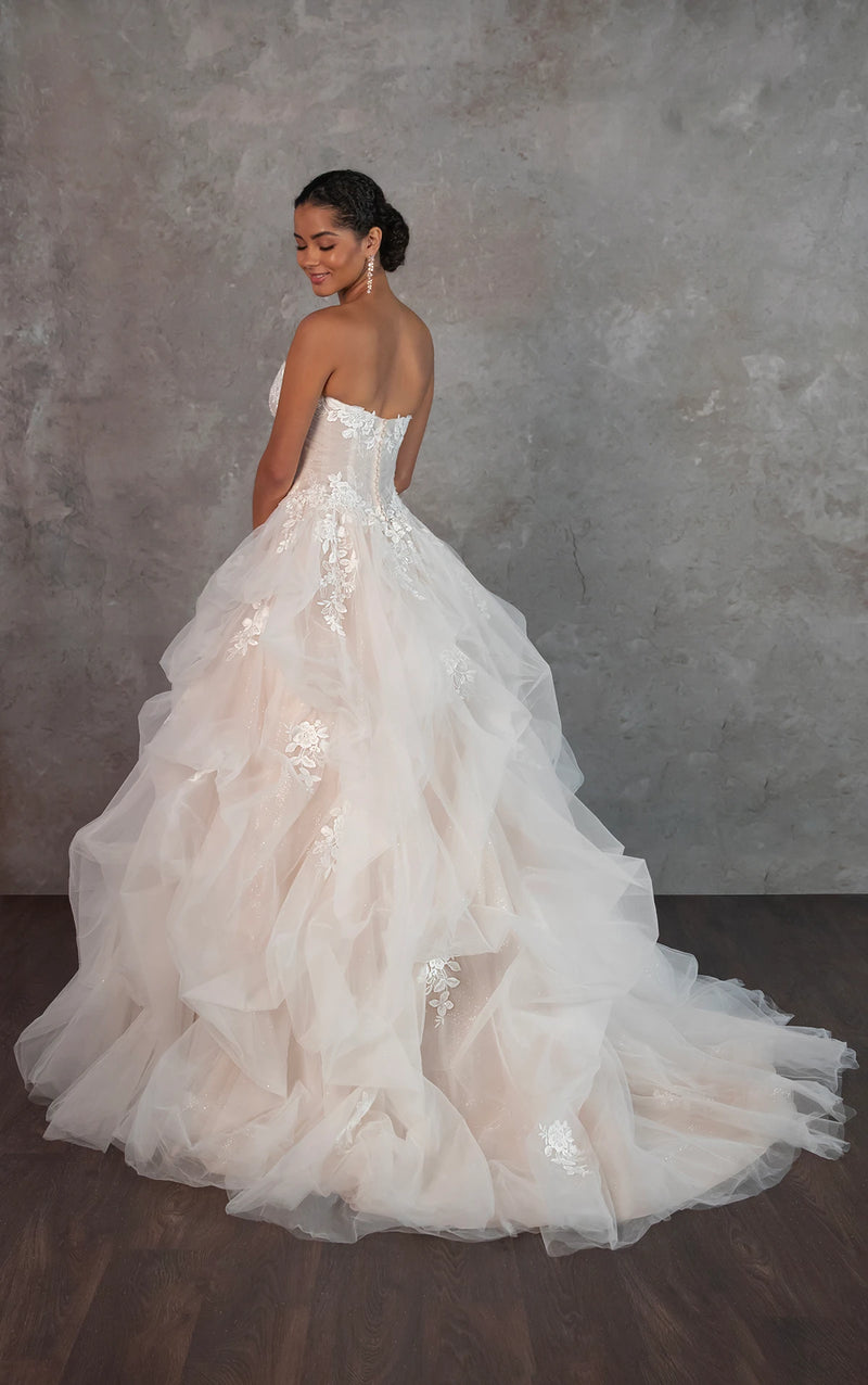 33390 - Modern Ball Gown Wedding Dress with Lace Embellishments