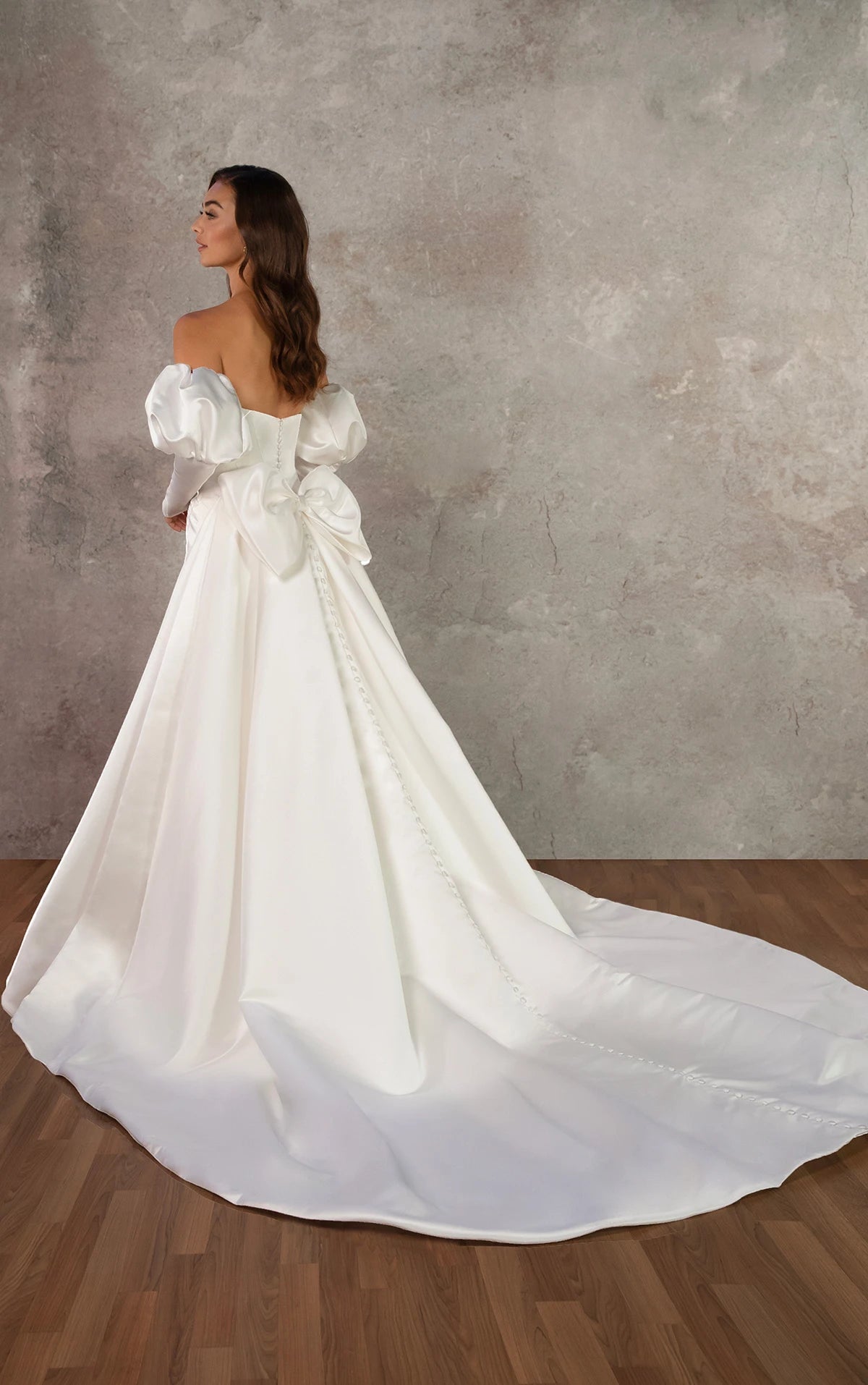 33617 - Strapless Grand Satin Fit-and-Flare Wedding Dress with Bow Back