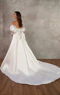 33617 - Strapless Grand Satin Fit-and-Flare Wedding Dress with Bow Back