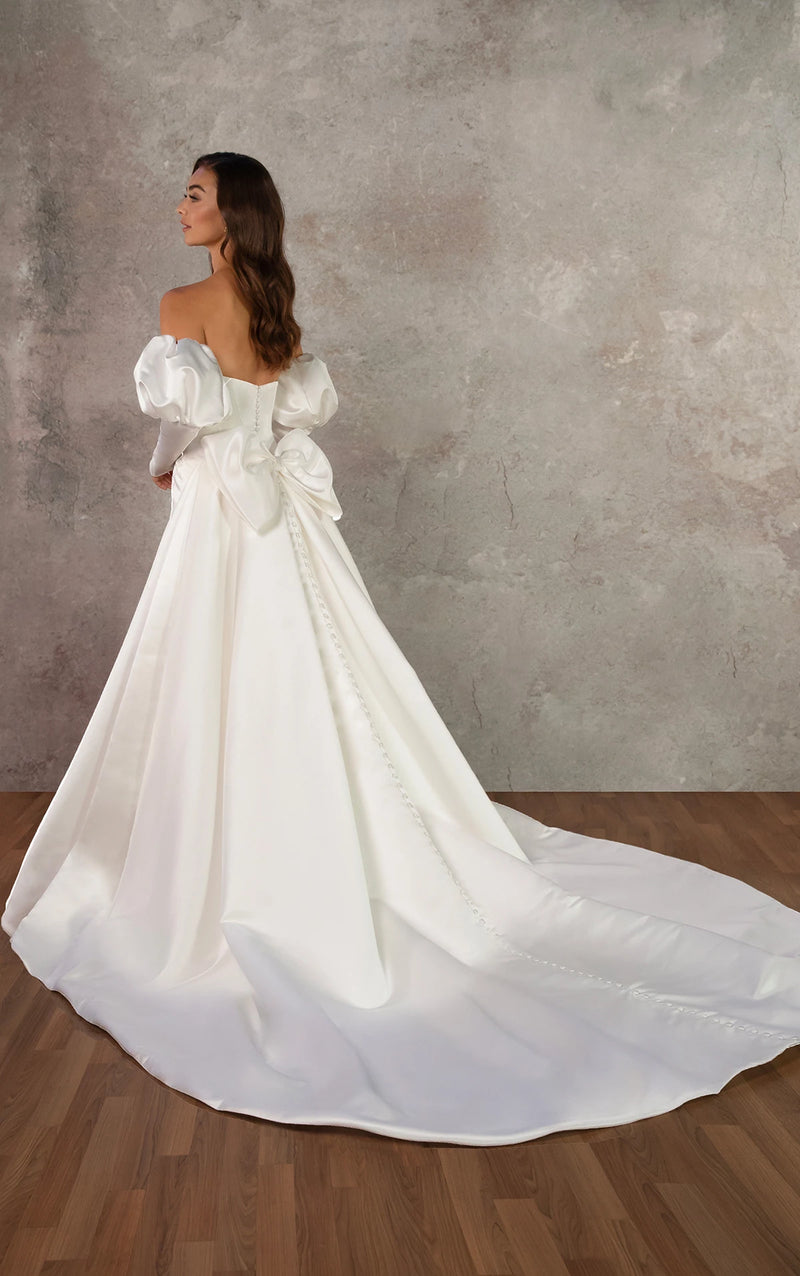 33617 - Strapless Grand Satin Fit-and-Flare Wedding Dress with Bow Back