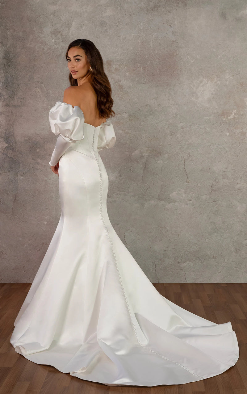 33617 - Strapless Grand Satin Fit-and-Flare Wedding Dress with Bow Back