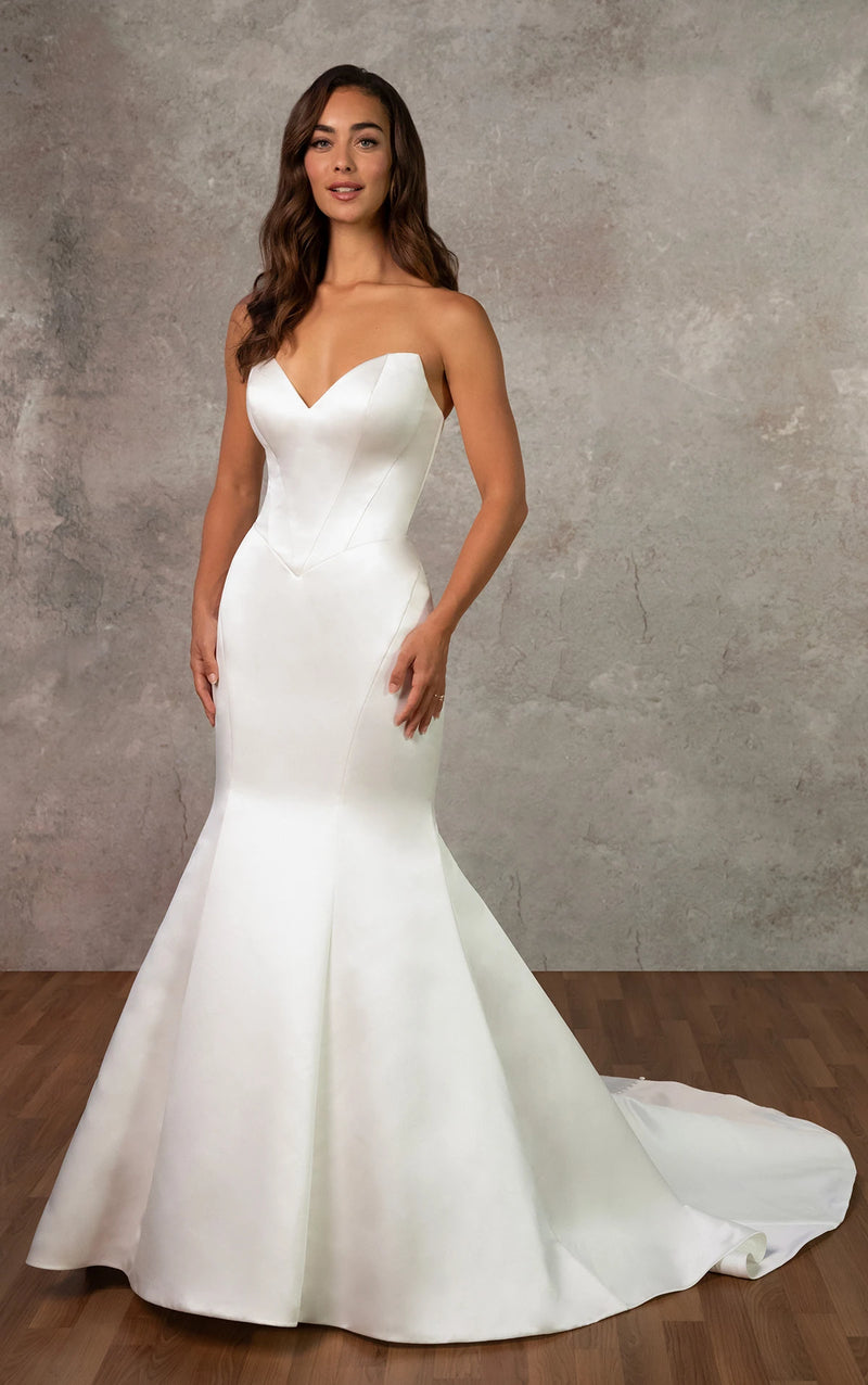 33617 - Strapless Grand Satin Fit-and-Flare Wedding Dress with Bow Back