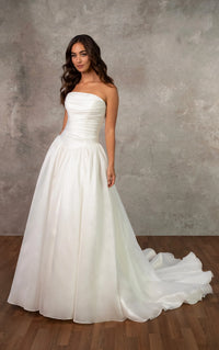 33612 - Strapless Organza A-Line Gown with Wrapped Bodice and Basque Waist