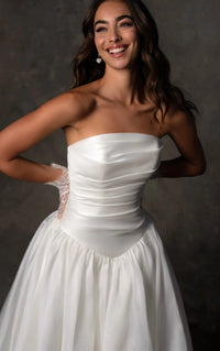 33612 - Strapless Organza A-Line Gown with Wrapped Bodice and Basque Waist