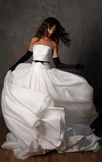 33612 - Strapless Organza A-Line Gown with Wrapped Bodice and Basque Waist