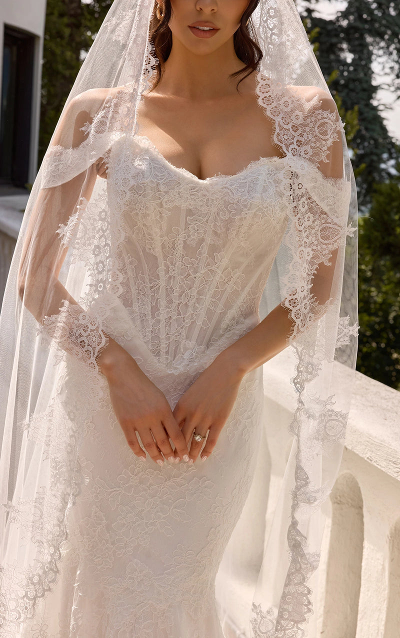 Romanic Fit 33616 - Romantic Fit and Flare Gown with Matte Lace and Tulle ...