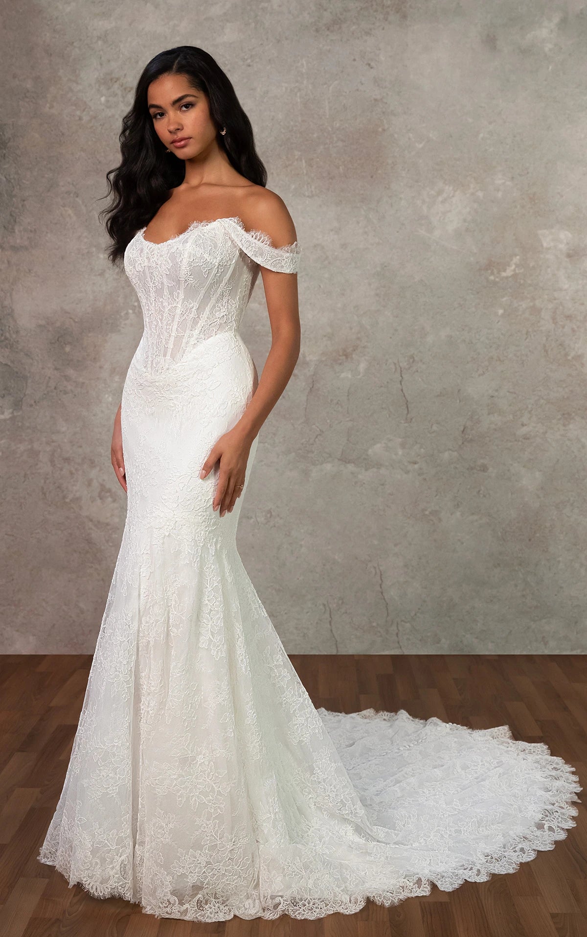 Romanic Fit 33616 - Romantic Fit and Flare Gown with Matte Lace and Tulle ...