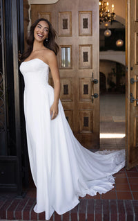 34790-Strapless Chiffon A-line Wedding Dress