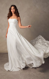 34790-Strapless Chiffon A-line Wedding Dress