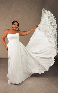 34790-Strapless Chiffon A-line Wedding Dress