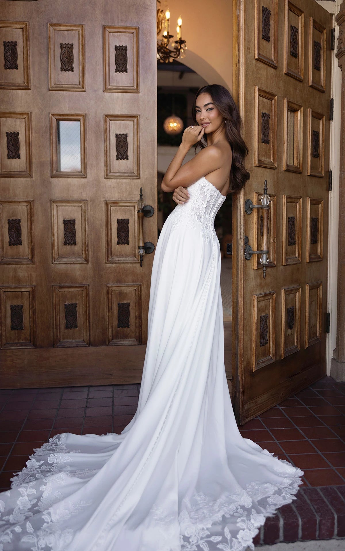 34790-Strapless Chiffon A-line Wedding Dress