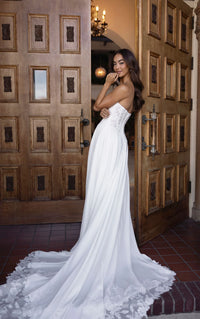 34790-Strapless Chiffon A-line Wedding Dress