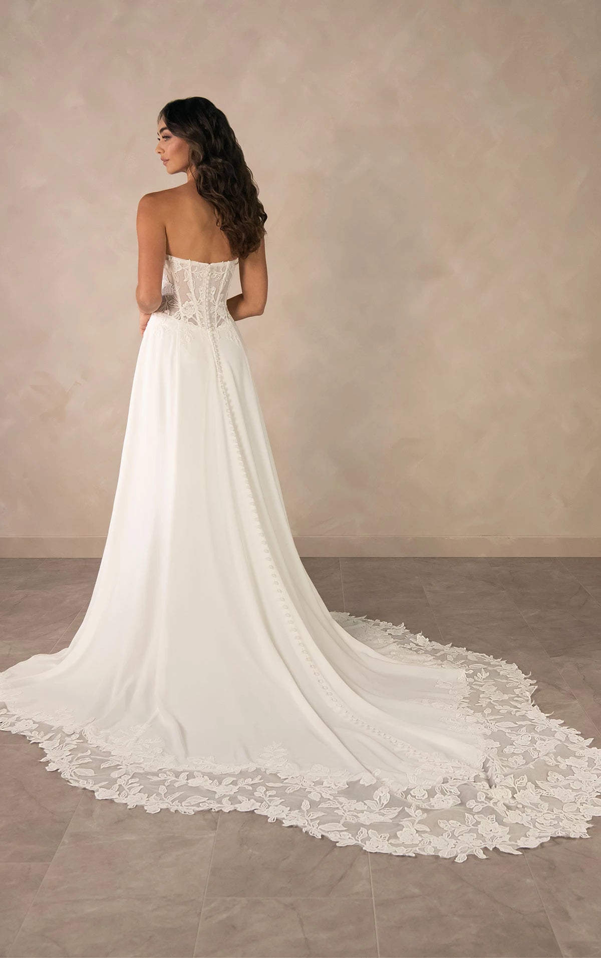 34790-Strapless Chiffon A-line Wedding Dress