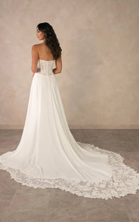 34790-Strapless Chiffon A-line Wedding Dress