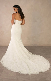 34794-Strapless Lace Fit and Flare Wedding Dress