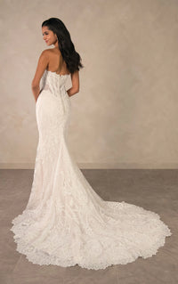 34796-Lace and Sequin Fit-and-Flare Wedding Dress