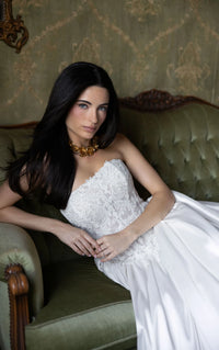 34791-Classic Lace Bodice and Satin Ballgown Wedding Dress