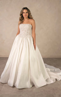 34791-Classic Lace Bodice and Satin Ballgown Wedding Dress