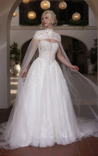 34792-Ballgown With Cape Wedding Dress