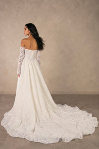 34793 - Romantic lace A-Line with Detachable Long Sleeves