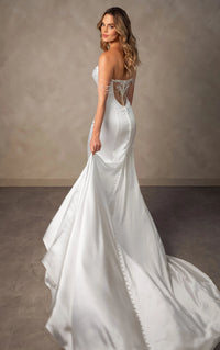 34789-Fitted Pearl Off the Shoulder Wedding Dress