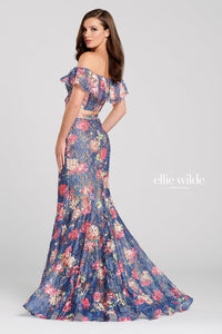 Ellie Wilde EW120099 Off-Shoulder Floral Fitted Dress